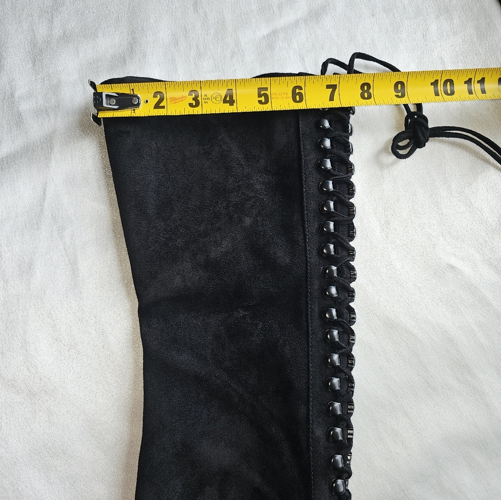Jeffrey Campbell BURNED BLACK SUEDE Over The Knee  Boots Sz 6.5 - Picture 5 of 16